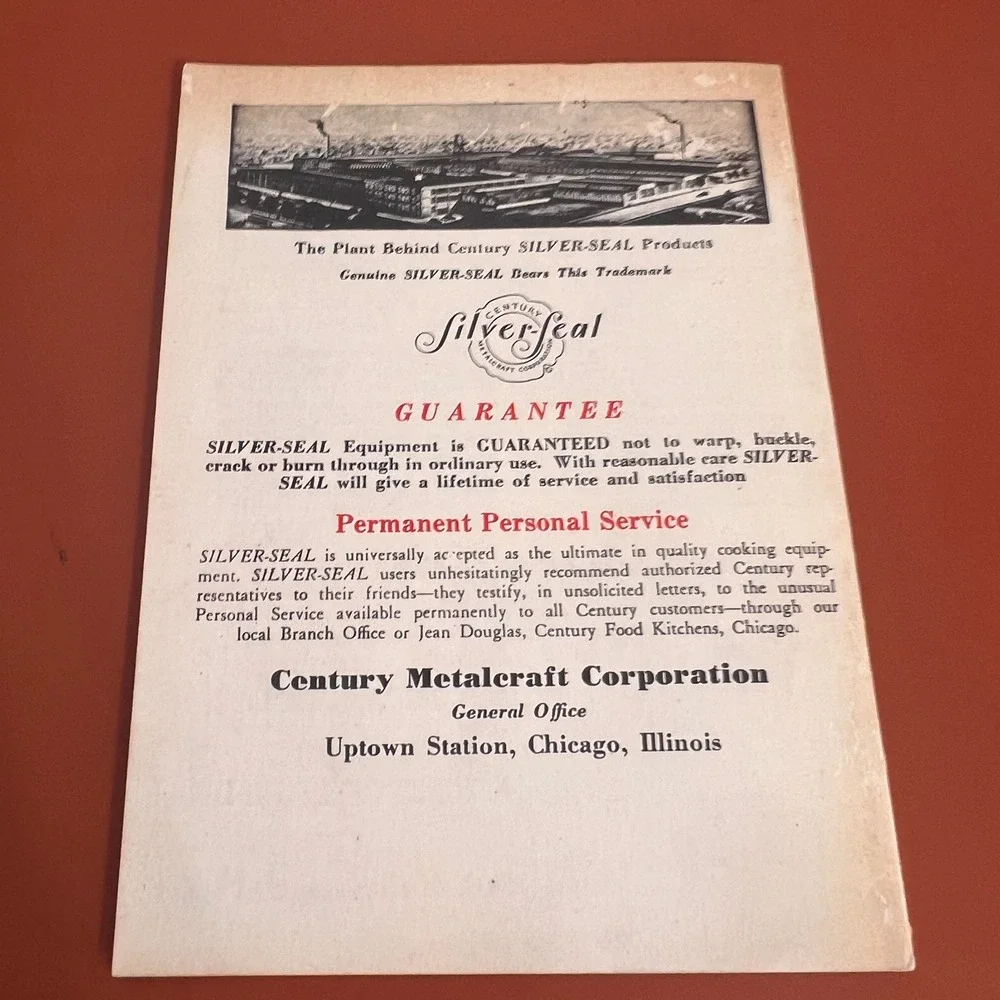 Vintage Century Silver-Seal Cookery Booklet Century Metalcraft Corp Chicago